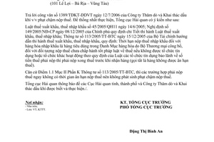 Công văn 3760/TCHQ-KTTT phạt chậm nộp thuế