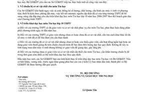 Công văn 7394/BGDĐT-GDTrH  chuẩn bị dạy môn Tin học lớp 10 trung học phổ thông năm học 2006-2007