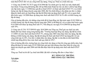 Công văn 3220/TCT-PCCS  quyết toán thuế GTGT công trình xây dựng