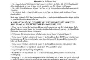 Công văn 7459/NHNN-KTTC hướng dẫn hạch toán nghiệp vụ kinh doanh, đầu tư chứng khoán