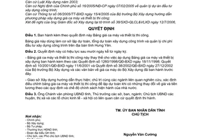 Quyết định 114/2006/QĐ-UBND bảng giá ca máy thiết bị thi công