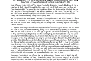 Thông báo 134/2006/TB-VPCP Kết luận Thủ tướng Nguyễn Tấn Dũng họp biện pháp xử lý đình công giai đoạn tới