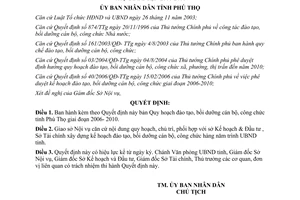 Quyết định số 2386/2006/QĐ-UBND đào tạo bồi dưỡng cán bộ công chức Phú Thọ 2006-2010