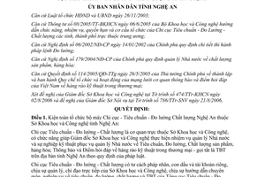 Quyết định 85/2006/QĐ-UBND chức năng tổ chức bộ máy chi cục tiêu chuẩn Nghệ An