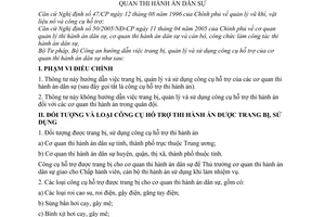 Thông tư liên tịch 05/2006/TTLT-BTP-BCA hướng dẫn trang bị quản lý sử dụng công cụ hỗ trợ cơ quan thi hành án dân sự