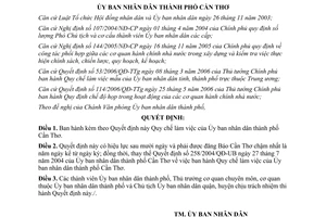 Quyết định 68/2006/QĐ-UBND Quy chế làm việc Ủy ban nhân dân Cần Thơ