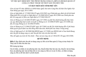 Quyết định 1295/2006/QĐ-UBND phí sử dụng cảng cá bến cá Phú Yên