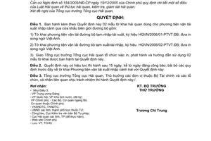 Quyết định 44/2006/QĐ-BTC Tờ khai hải quan phương tiện vận tải xuất nhập cảnh cửa khẩu biên giới đường bộ