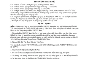 Quyết định 199/2006/QĐ-TTg thành lập Công ty mẹ -Tập đoàn Dầu khí Việt Nam