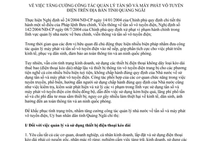 Chỉ thị 16/2006/CT-UBND tăng cường công tác quản lý tần số tỉnh Quảng Ngãi