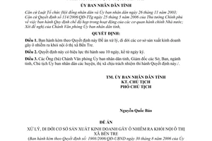 Quyết định 1908/2006/QĐ-UBND Đề án xứ lý di dời các cơ sở sản xuất kinh