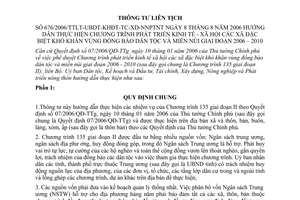 Thông tư liên tịch 676/2006/TTLT-UBDT-KHĐT-TC-XD-NNPTNT Chương trình phát triển kinh tế xã hội đặc biệt khó khăn vùng đồng bào dân tộc miền núi 2006