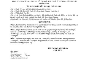 Quyết định 153/2006/QĐ-UBND quản lý đầu tư xây dựng kinh doanh dự án khu đô thị mới, khu nhà ở thành phố Hà Nội