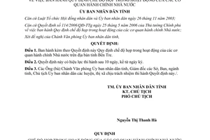 Quyết định 1912/2006/QĐ-UBND chế độ họp các cơ quan hành chính Bến Tre