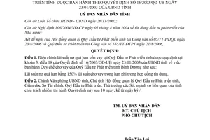 Quyết định 217/2006/QĐ-UBND điều chỉnh lãi suất nợ quá hạn Bình Dương