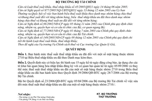 Quyết định 45/2006/QĐ-BTC thuế suất  nhập khẩu mặt hàng nhóm 2710  Biểu thuế nhập khẩu ưu đãi