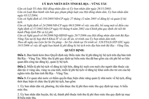 Quyết định 2605/2006/QĐ-UBND biểu mức thu lệ phí đăng ký hộ tịch