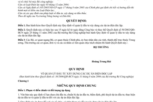 Quyết định 30/2006/QĐ-BCN  quản lý đầu tư xây dựng  dự án điện độc lập