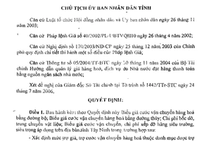 Quyết định 747/QĐ-UBND 2006 giá cước vận chuyển trung chuyển bốc dỡ hàng hóa Tây Ninh
