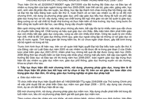 Chỉ thị 32/2006/CT-BGDĐT nhiệm vụ trọng tâm giáo dục mầm non giáo dục phổ thông giáo dục thường xuyên trường khoa sư phạm năm học 2006-2007