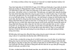 Chỉ thị 15/2006/CT-UBND quản lý tần số thiết bị phát sóng vô tuyến điện Đắk Lắk