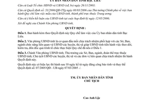 Quyết định 15/2006/QĐ-UBND  Quy chế làm việc của Ủy ban nhân dân tỉnh Bạc Liêu