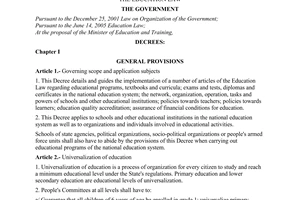 Decree of Government No. 75/2006/ND-CP of August 02, 2006 detailing and guiding the implementation of a number of articles of The Education Law