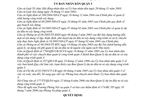 Quyết định 101/2006/QĐ-UBND quy chế tổ chức hoạt động ban quản lý dự án đầu tư xây dựng công trình quận 3