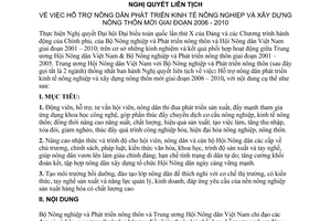 Nghị quyết liên tịch 05/2006/NQLT-HND-BNN hỗ trợ nông dân phát triển kinh tế nông nghiệp và xây dựng nông thôn mới giai đoạn 2006 - 2010