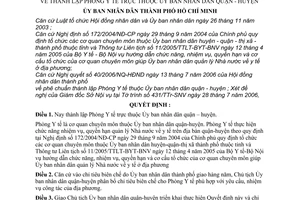Quyết định 120/2006/QĐ-UBND thành lập Phòng Y tế thuộc Ủy ban nhân dân quận-huyện