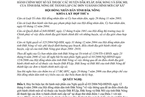 Nghị quyết 14/2006/NQ-HĐND điều chỉnh địa giới hành chính tỉnh Đăk Nông