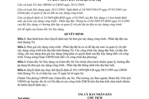 Quyết định 63/2006/QĐ-UBND đơn giá xây dựng công trình Phần lắp đặt Quảng Trị