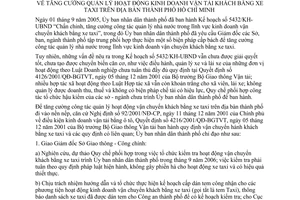 Chỉ thị 26/2006/CT-UBND tăng cường quản lý hoạt động kinh doanh vận tải khách bằng xe taxi địa bàn Hồ Chí Minh