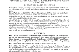 Quyết định 33/2006/QĐ-BGDĐT Danh mục thiết bị dạy học tối thiểu lớp 5 bãi bỏ 16/2006/QĐ-BGDĐT