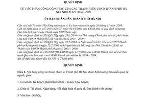 Quyết định 134/2006/QĐ-UBND phân công công tác thành viên Uỷ ban nhân dân thành phố Hà Nội kỳ 2004 2009