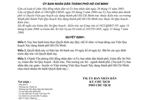 Quyết định 121/2006/QĐ-UBND Quy chế tổ chức hoạt động Viện Quy hoạch Xây dựng thành phố Hồ Chí Minh