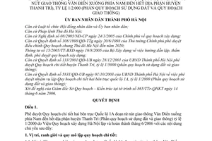 Quyết định 129/2006/QĐ-UBND phê duyệt Quy hoạch chi tiết hai bên trục Quốc lộ 1A