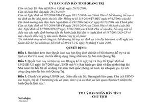 Quyết định 67/2006/QĐ-UBND bồi thường, hỗ trợ  tái định cư khi Nhà nước thu hồi đất