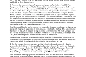 Resolution No. 14/2006/NQ-CP of August 07, 2006, the Government’s regular meeting – July 2006