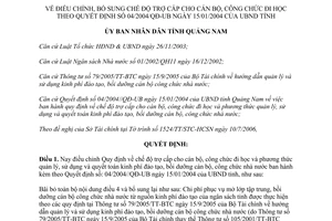 Quyết định 34/2006/QĐ-UBND điều chỉnh bổ sung chế độ trợ cấp cán bộ công chức đi học 04/2004/QĐ-UBND Quảng Nam