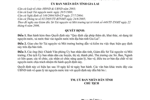 Quyết định 56/2006/QĐ-UBND cấp phép thăm dò, khai thác, sử dụng tài nguyên nước