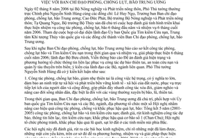 Thông báo 116/TB-VPCP ý kiến kết luận Phó Thủ tướng Nguyễn Sinh Hùng buổi làm việc Ban Chỉ đạo phòng, chống lụt, bão Trung ương