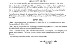 Quyết định 190/2006/QĐ-UBND tổng thể cải cách hành chính Bình Dương 2006 2010