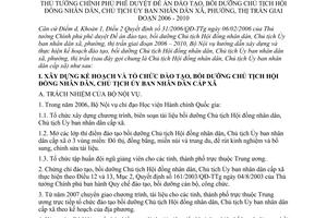 Thông tư 06/2006/TT-BNV đề án đào tạo bồi dưỡng Chủ tịch HĐND Chủ tịch UBND xã phường thị trấn giai đoạn 2006-2010 hướng dẫn Quyết định 31/2006/Qđ-TTg