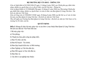 Quyết định 66/2006/QĐ-BVHTT khung tổ chức bộ máy Ban Quản lý Làng Văn hóa-Du lịch dân tộc Việt Nam