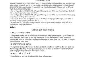 Thông tư 14/2006/TT-BKHCN giám định công nghệ dự án đầu tư chuyển giao công nghệ