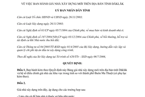 Quyết định 35/2006/QĐ-UBND  giá nhà xây dựng mới