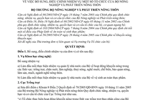 Quyết định 61/2006/QĐ-BNN  Bổ sung nhiệm vụ tổ chức Bộ Nông nghiệp Phát triển nông thôn