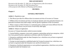 Decree of Government No. 78/2006/ND-CP, providing for offshore direct investment