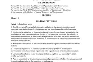 Decree of Government No. 81/2006/ND-CP, on sanctioning of administrative violations in the domain of environmental protection
